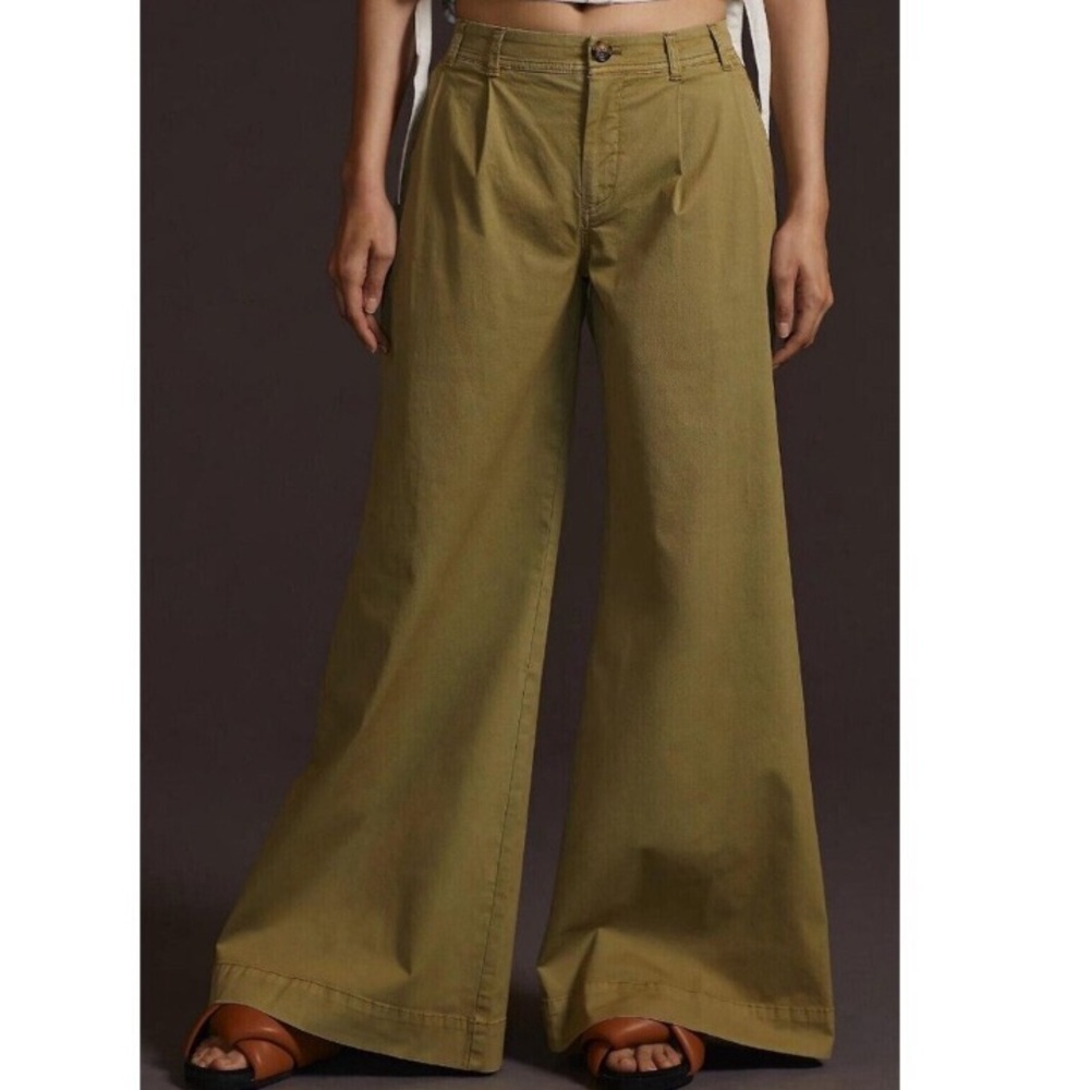 Anthropologie Olive Wide Leg Pants